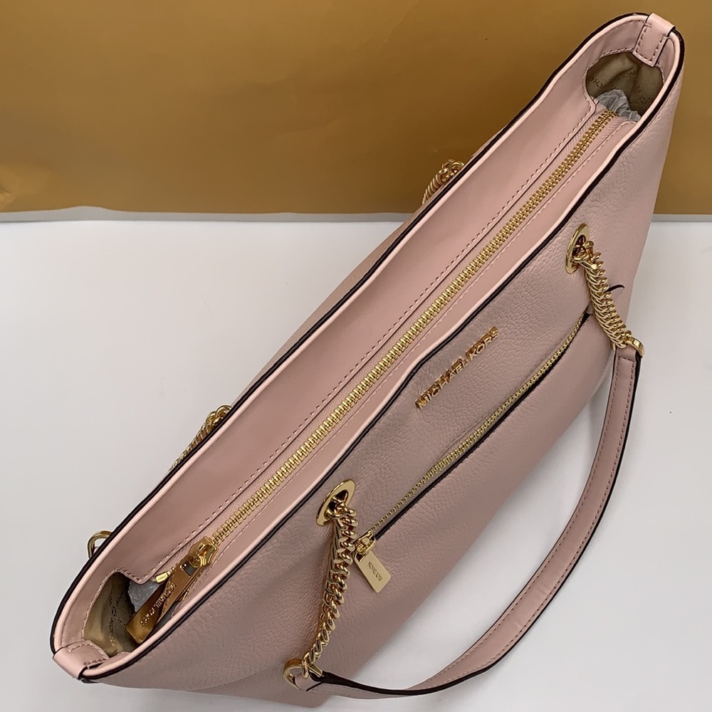 Michael Kors Jet Set Item Medium Front Pocket Shoulder Chain Tote POWDER BLUSH - Picture 5 of 13